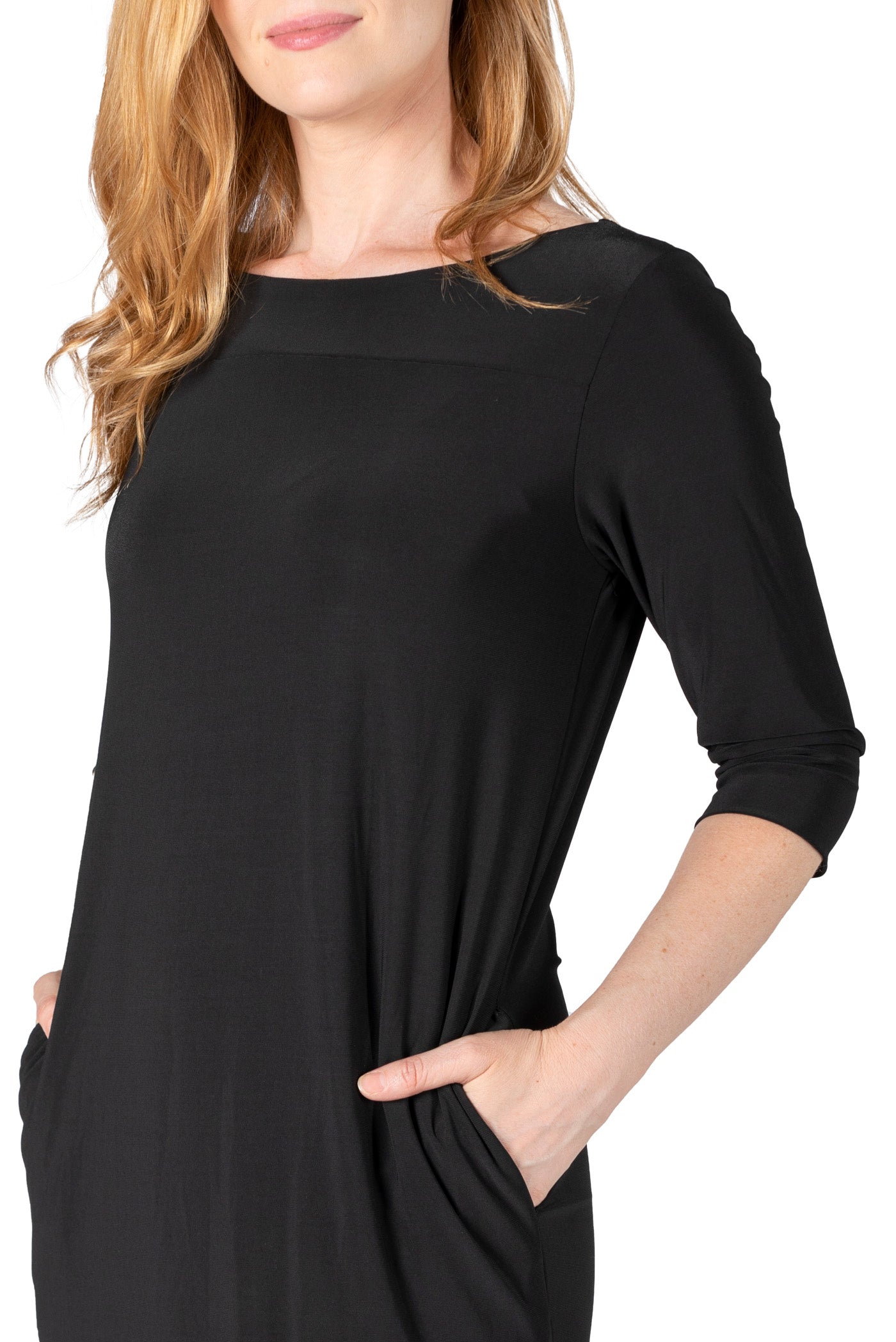 ITY SPANDEX KNIT WRINKLE-FREE | ELBOW SLEEVE SHIFT DRESS | MADE IN USA