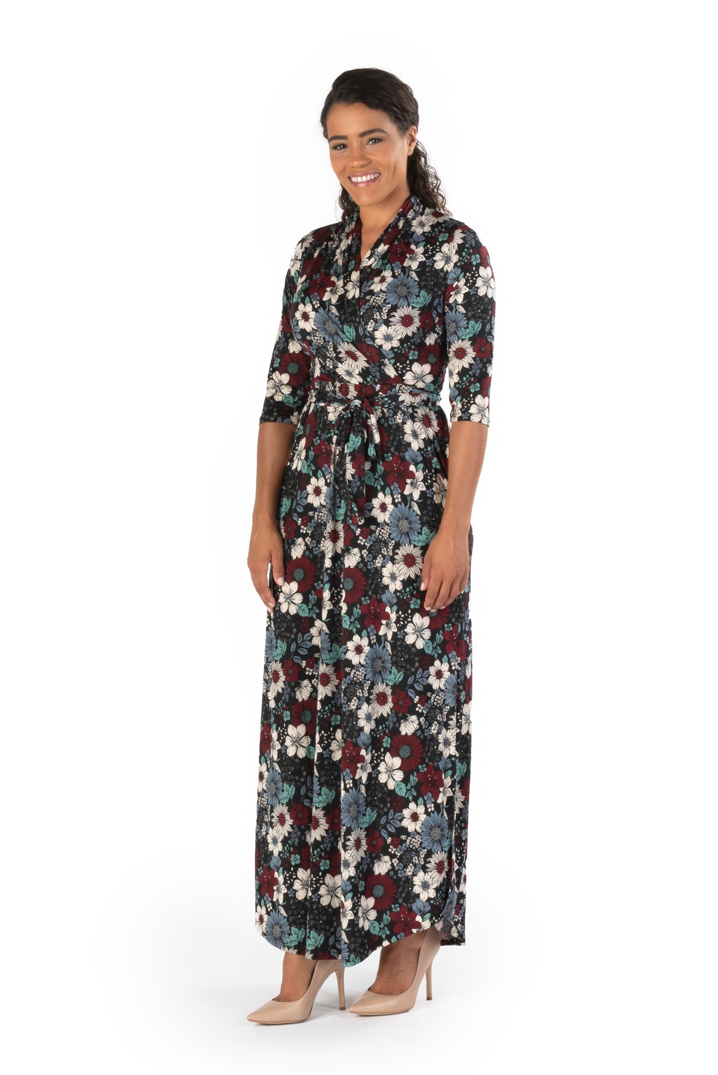 Tropical Paradise Print l Elbow Sleeve Maxi Dress