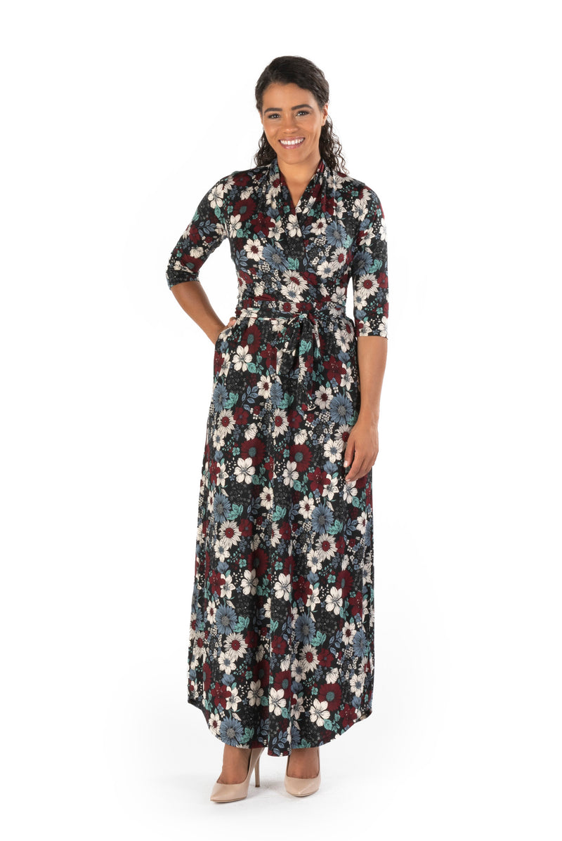Tropical Paradise Print l Elbow Sleeve Maxi Dress