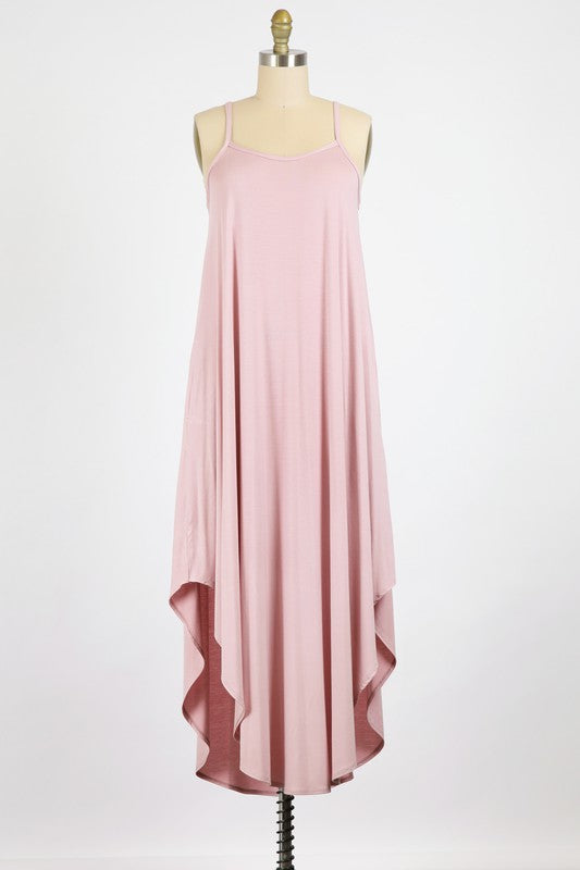 RAYON KNIT SPANDEX JERSEY |  FLARED BODY LONG CAMI DRESSE | MADE IN USA * PRE-ORDER FOR 5.20.21