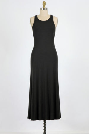 FINE BABY RIB KNIT |  TANK MAXI DRESS WITH RACERBACK DETAIL AND SIDE SLITS | MADE IN USA * PRE-ORDER FOR 5.20.21