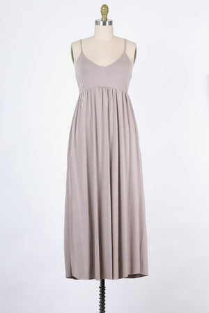 MODAL CUPRO KNIT JERSEY | BABYDOLL CAMI MAXI DRESS WITH RAW HEM | MADE IN USA