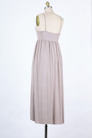 MODAL CUPRO KNIT JERSEY | BABYDOLL CAMI MAXI DRESS WITH RAW HEM | MADE IN USA