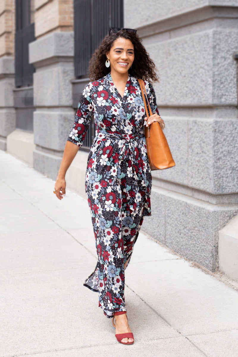 Tropical Paradise Print l Elbow Sleeve Maxi Dress