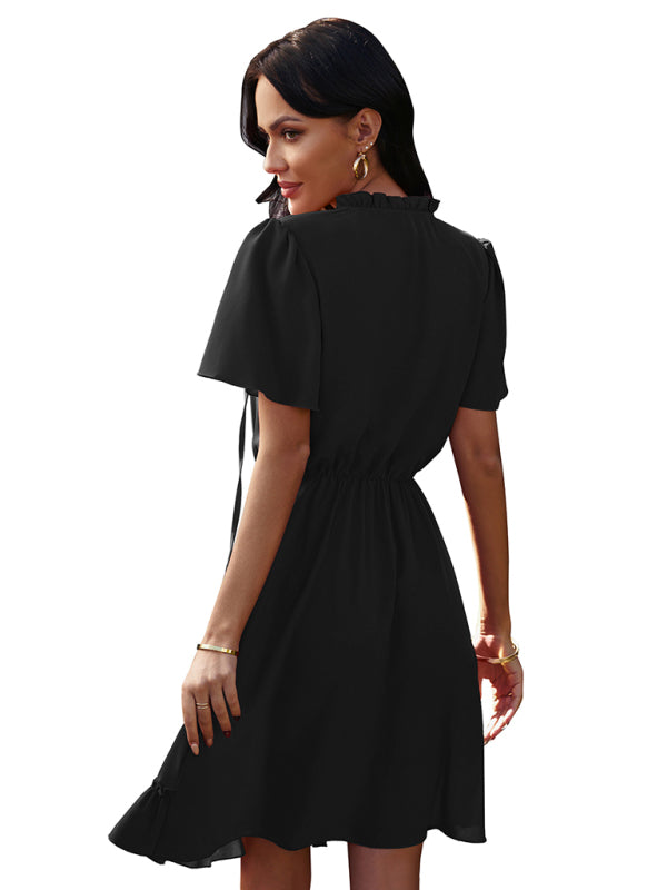 Women's high neck loose Ruffle Dress