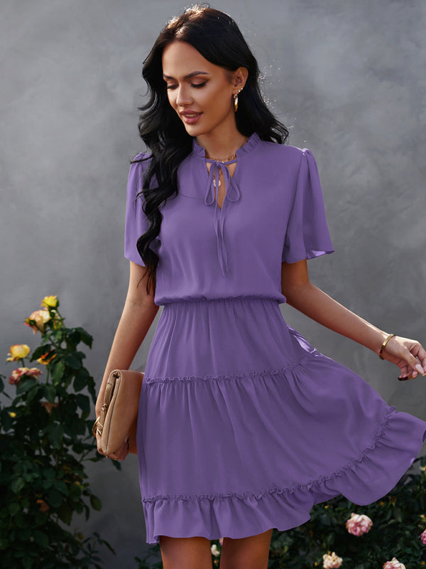 Women's high neck loose Ruffle Dress